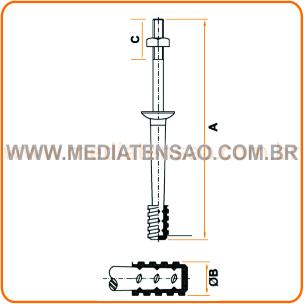 Pino para Isolador Rosca Externa