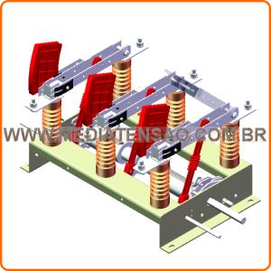 Chave Seccionadora Tripolar Abertura SOB Carga, SEM Base Para Fusível HH, ultra-rápida Modelo 3D Alvenaria 15 a 36kV, até 1250A uso abrigado