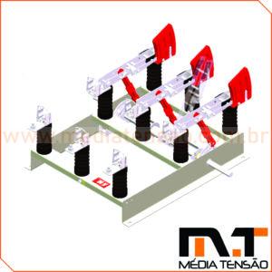 Chave Seccionadora Tripolar Abertura SOB Carga, COM Base Para Fusível HH, abertura na queima de HH Modelo 9D Alvenaria 15 a 36kV