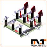 Chave Seccionadora Tripolar 15kV 400A Abertura SOB Carga, COM Base Para Fusível HH, com Aterramento Uso Abrigado