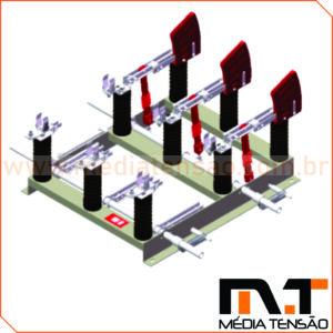Chave Seccionadora Tripolar 25kV 400A Abertura SOB Carga, COM Base Para Fusível HH, com Aterramento Uso Abrigado