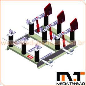 Chave Seccionadora Tripolar 15kV 400A Abertura SOB Carga, COM Base Para Fusível HH, com Aterramento Uso Abrigado