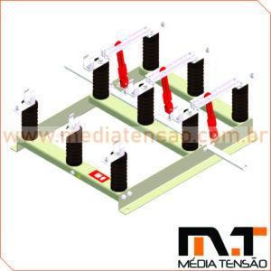 Chave seccionadora tripolar 25kV 800A Abertura SEM Carga COM Base Para Fusivel HH