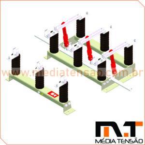 Chave seccionadora tripolar 36Kv 400A Abertura SEM Carga COM Base Para Fusivel HH