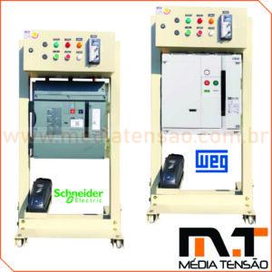 Disjuntor Tripolar a vácuo Classe 15Kv – 350MVA – 630A comando manual, com bobina de abertura e mínima