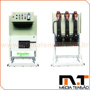 Disjuntor Schneider Tripolar SF6 15Kv – SF1 – 350MVA – 630A comando motorizado, com proteção indireta Pextron 1439TU, supervisor trifásico, fonte capacitiva, no-break e trafos de corrente 10 B 50, versao on-board
