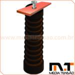Isolador pedestal classe 36Kv com guia-barra para barramentos de cobre chato