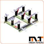Chave Seccionadora Tripolar 36kV abertura sem carga com base HH e aterramento